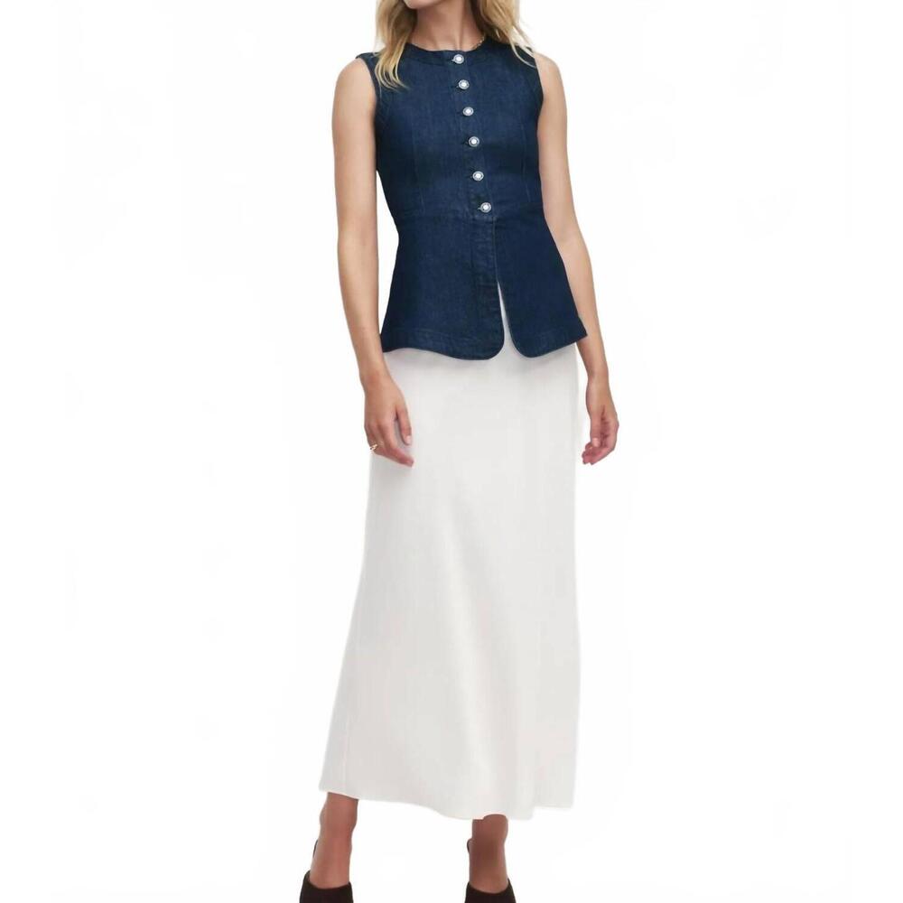 NEW FAVORITE DAUGHTER women's the clocking in top in blue denim